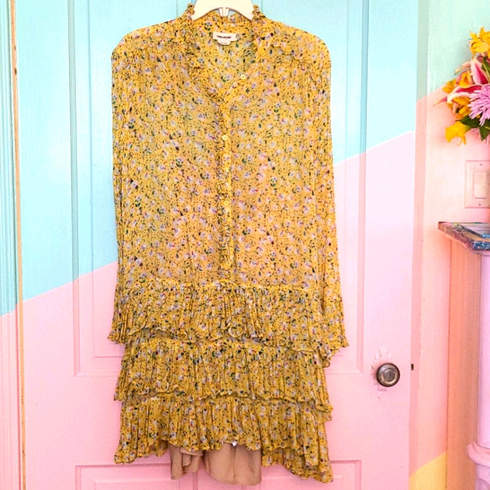 Zadig and Voltaire yellow  floral dress L